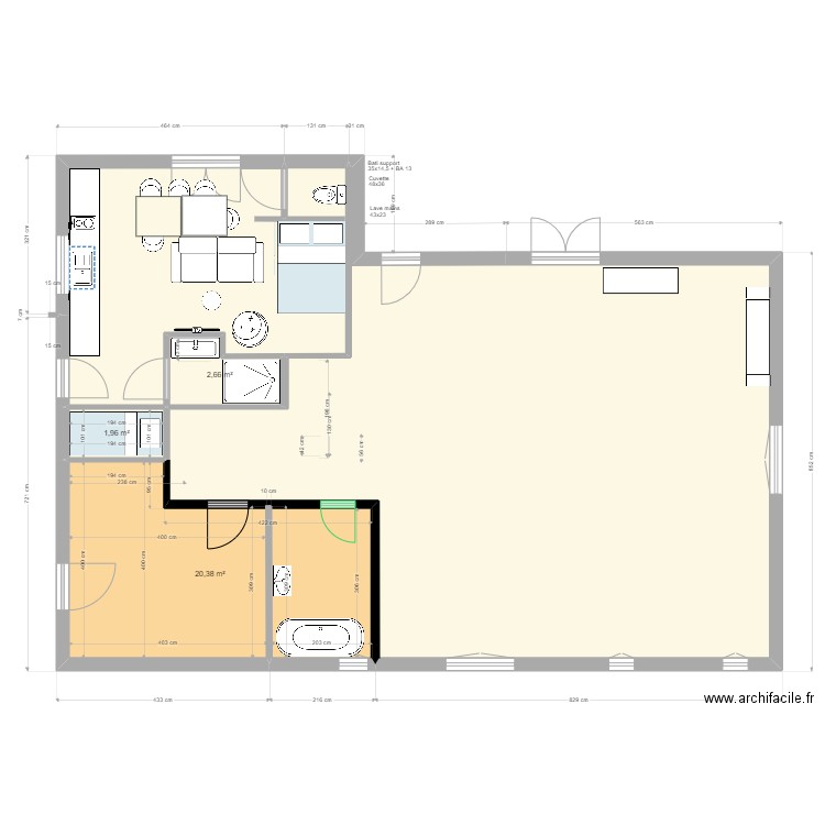                    Yvrac RDC PROJET 02 01 2023. Plan de 5 pièces et 123 m2