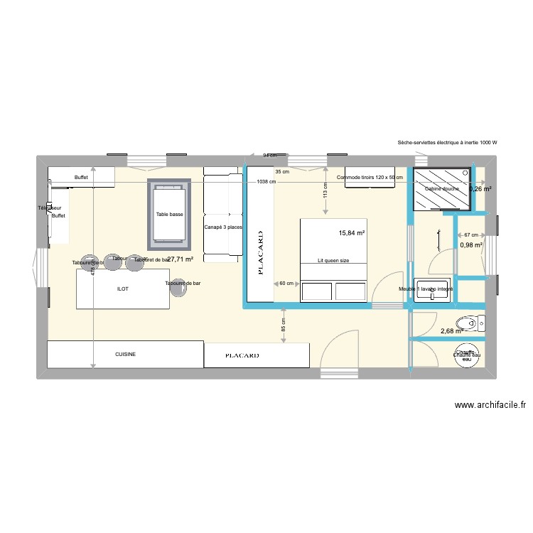 ARCHI PORTALET 2. Plan de 5 pièces et 47 m2