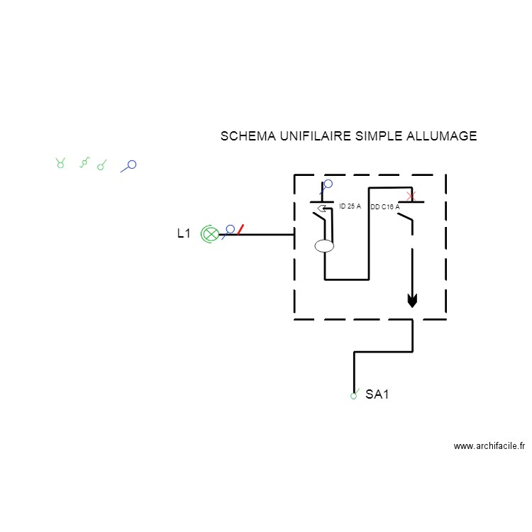 SCHEMA UNIFILAIRE SIMPLE ALLUMAGE1. Plan de 0 pièce et 0 m2