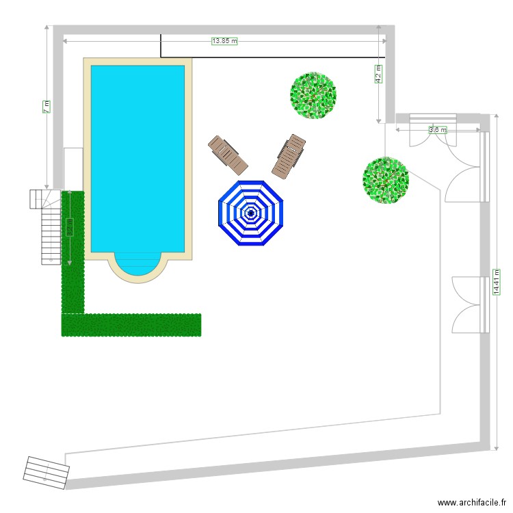 Implantation piscine 2. Plan de 0 pièce et 0 m2