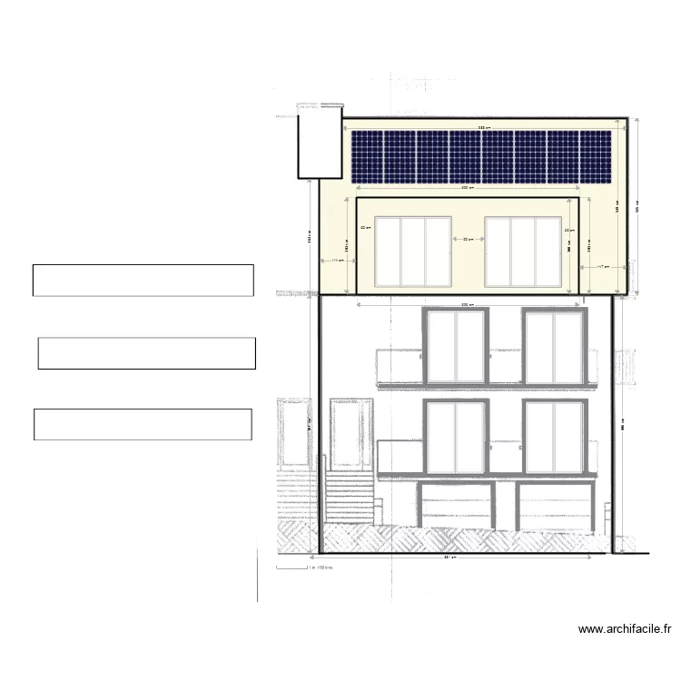 raoul follereau facade avec panneaux solaires. Plan de raoul follereau facade avec panneaux solaires. Plan de