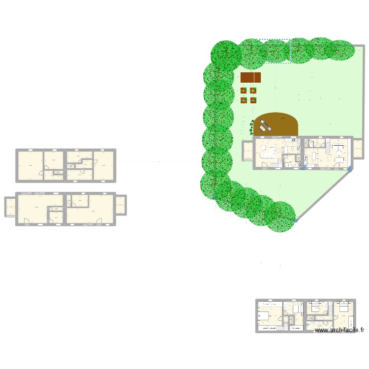 Rabo jardin. Plan de 35 pièces et 1099 m2