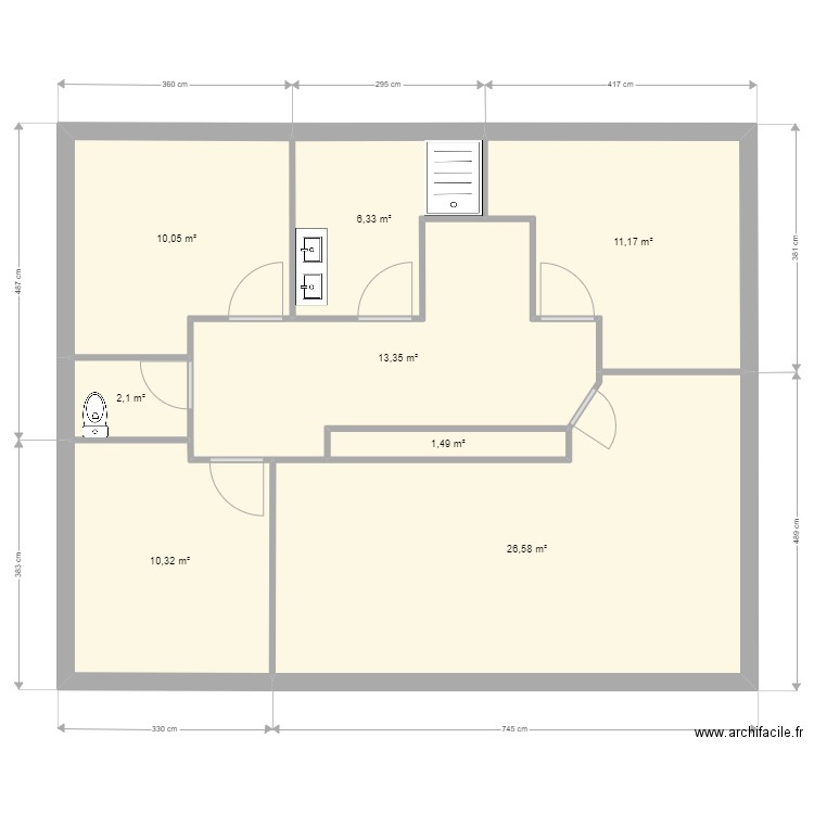 Bonne N 6. Plan de 13 pièces et 162 m2