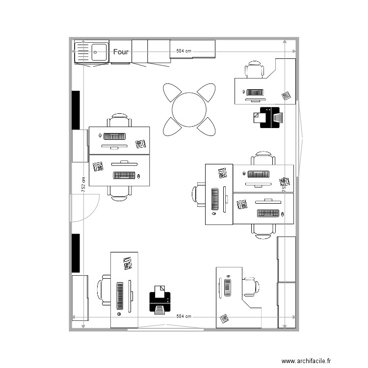  projet bureau percy. Plan de 1 pièce et 44 m2