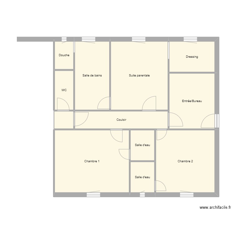 Maison Eyguette Partie 4 modifiée. Plan de 12 pièces et 79 m2