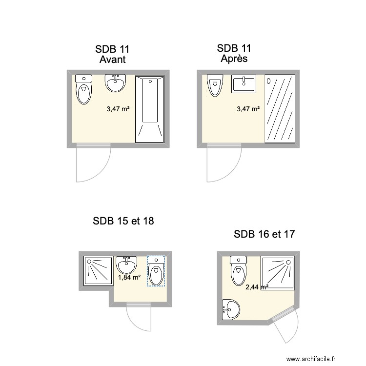 hotel de Paris. Plan de 4 pièces et 11 m2