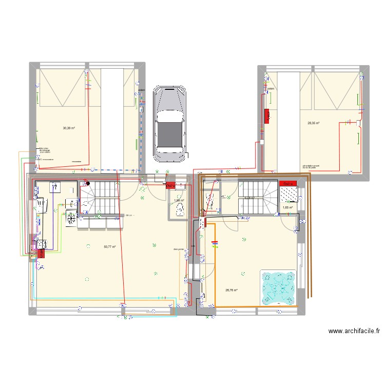 rez de chaussée prises. Plan de 7 pièces et 145 m2