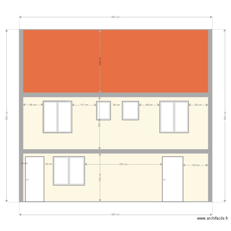 PLAN DE FACADE NO EXISTANT. Plan de 0 pièce et 0 m2