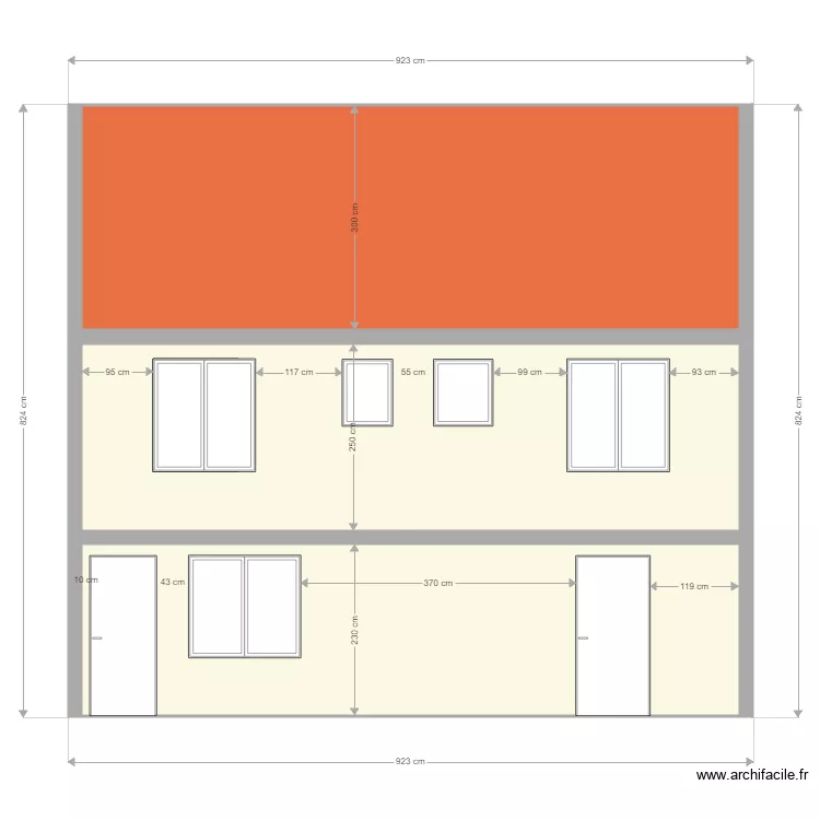 PLAN DE FACADE NO EXISTANT. Plan de 