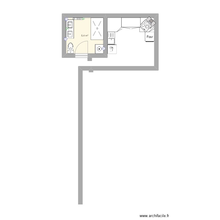 Plan SDB Fontenay. Plan de 1 pièce et 5 m2