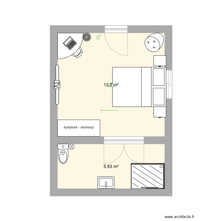 Chambre simple. Plan de 0 pièce et 0 m2
