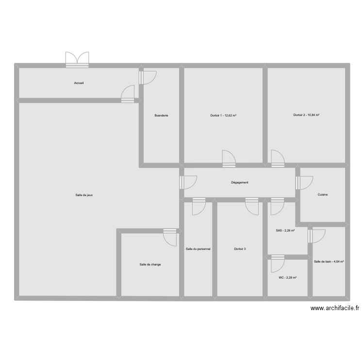 ENFANTILLAGE. Plan de 13 pièces et 255 m2