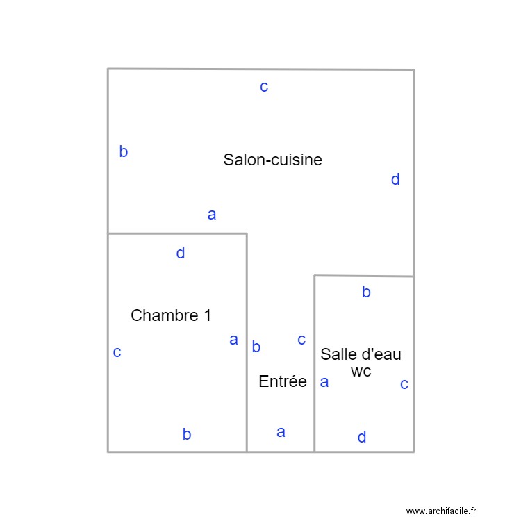 ROSPORDEN JAMBOU 1ER ETAGE GAUCHE. Plan de 3 pièces et 24 m2