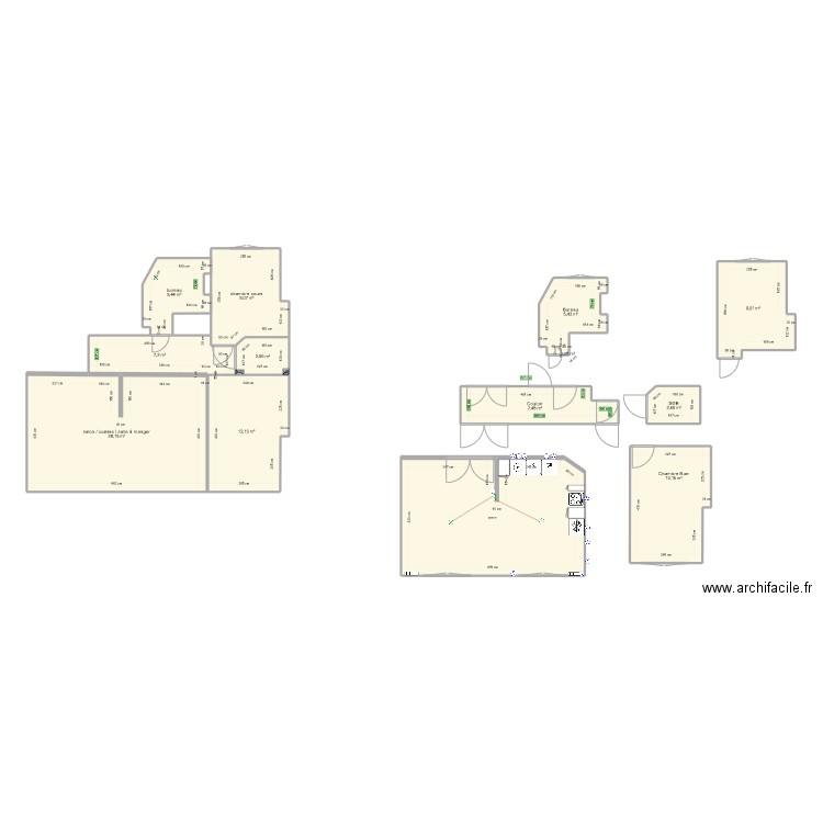 Chambre Petite V0. Plan de 13 pièces et 130 m2