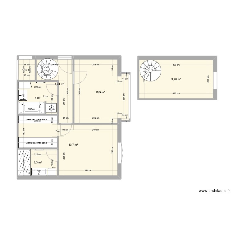 SIAM 3. Plan de 7 pièces et 46 m2