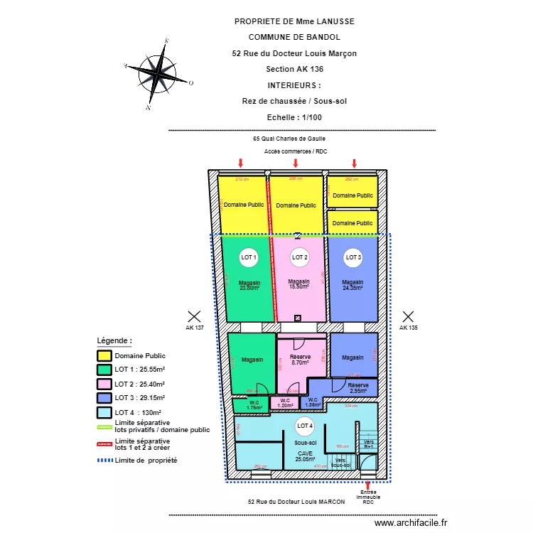LANUSSE RDC SOUS SOL A3. Plan de 