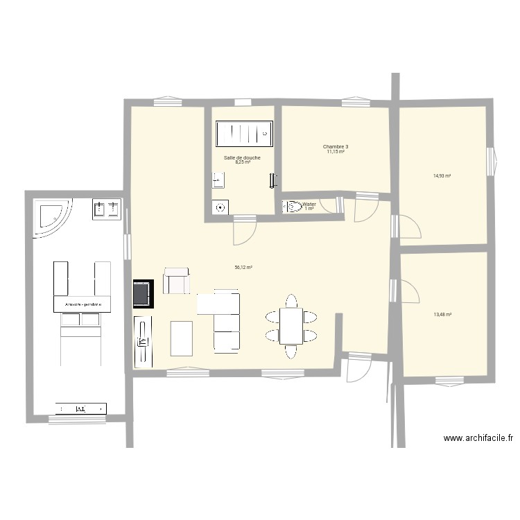 Maison de nous. Plan de 6 pièces et 105 m2