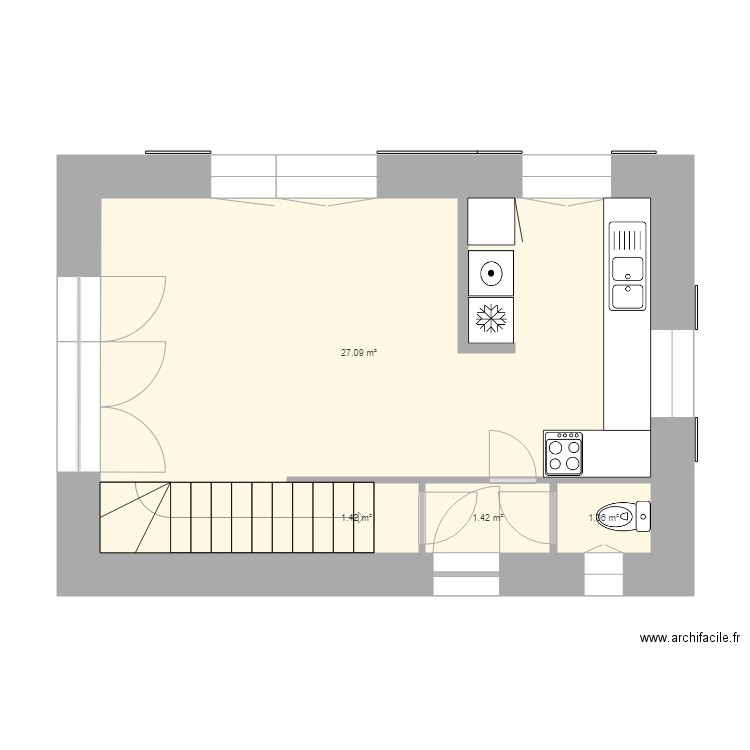 Petite maison Port-Blanc. Plan de 10 pièces et 62 m2