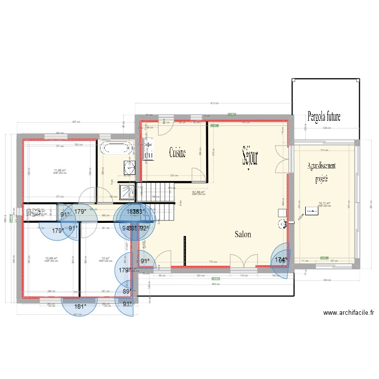 Plan Maison agrandissement 1. Plan de 7 pièces et 122 m2