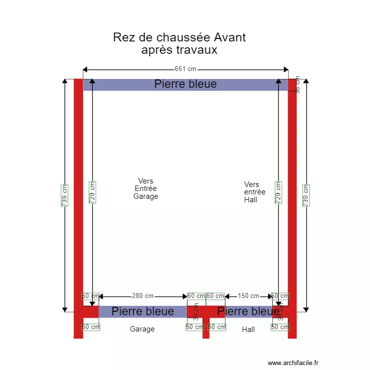 202009221655 Rez de chauss&eacute;e Avant apr&egrave;s travaux. Plan de 