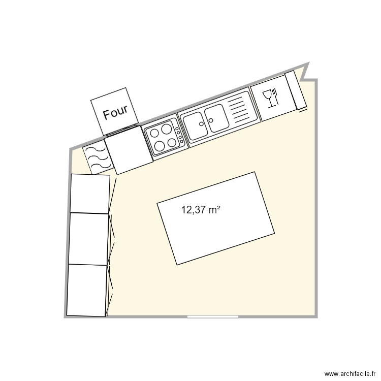 CUISINE. Plan de 1 pièce et 12 m2