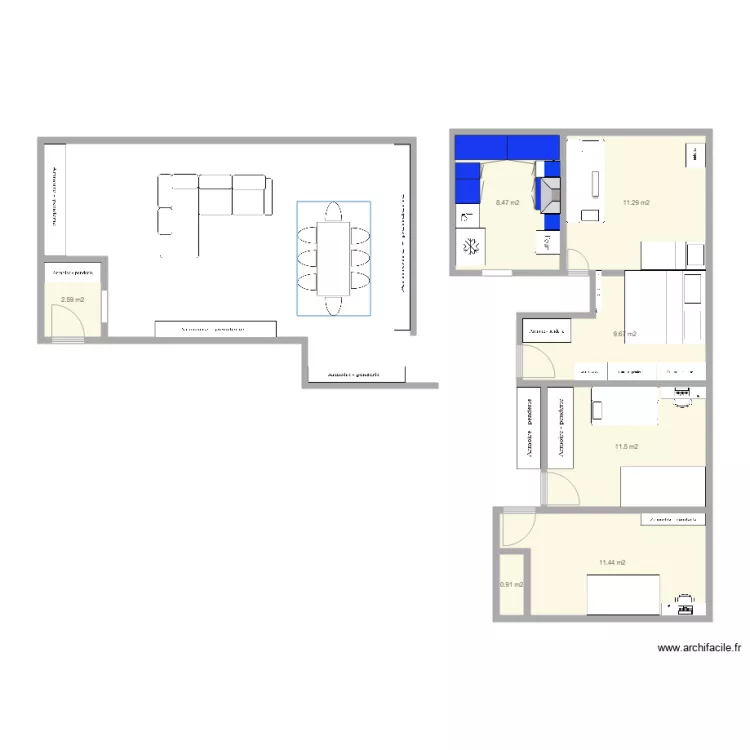 Appart plot I 5&egrave;me. Plan de 