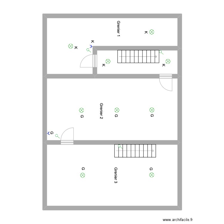 le voisin grenier. Plan de 4 pièces et 91 m2