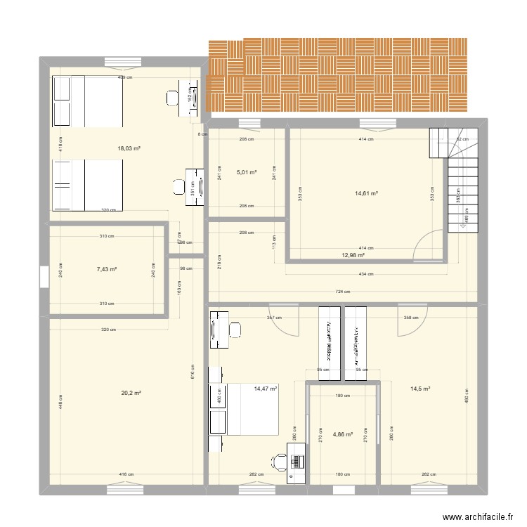 notre maison R+1 bis. Plan de 9 pièces et 112 m2