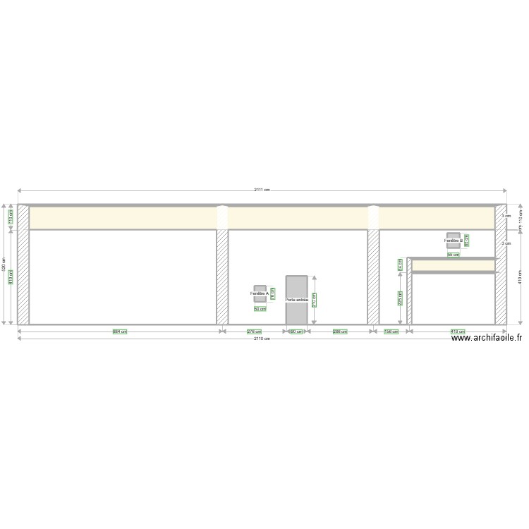 Plan coupe façade sud. Plan de 0 pièce et 0 m2