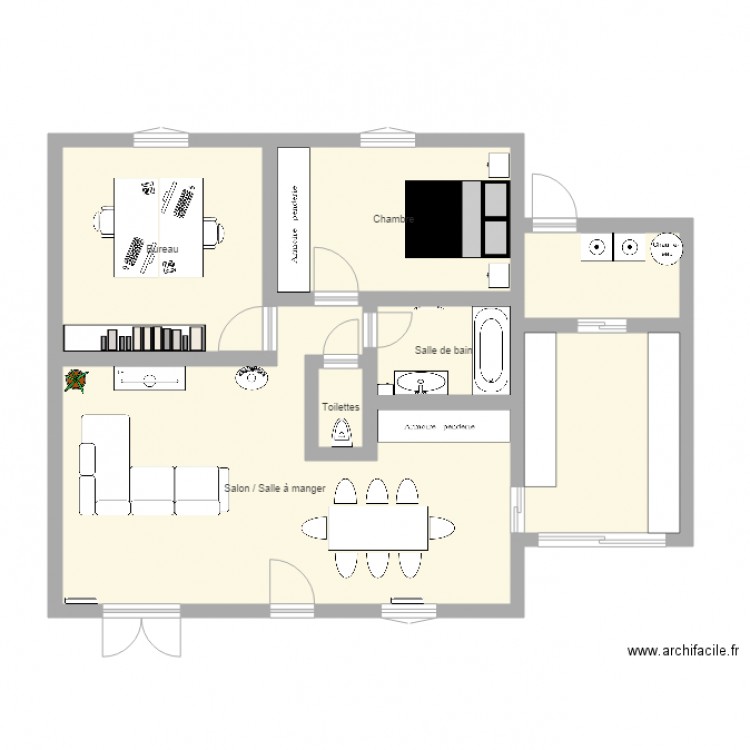 Maison. Plan de 7 pièces et 75 m2