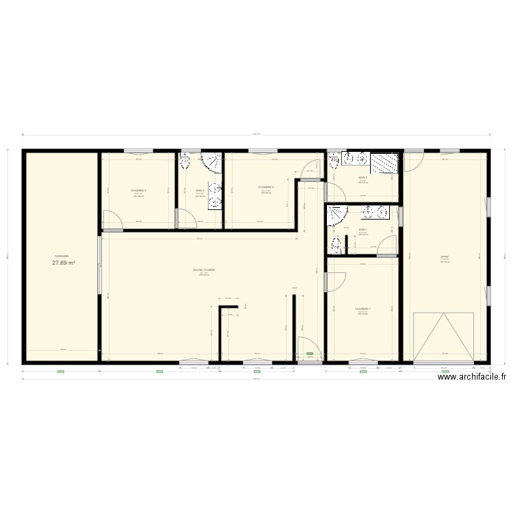 PLAN 3 PROJET DE MAISON MAËVA. Plan de 9 pièces et 160 m2