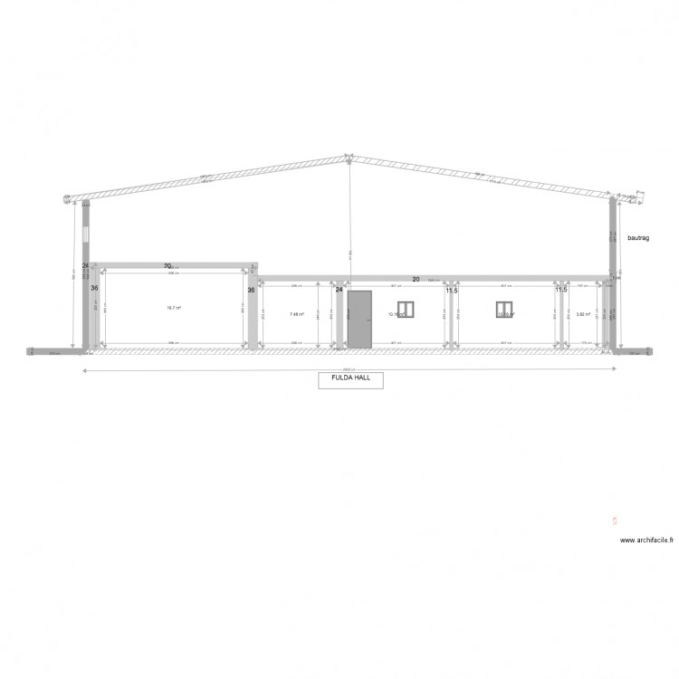 fulda hall COUPE. Plan de 0 pièce et 0 m2