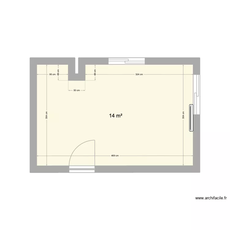Salle de lavage. Plan de 1  et 14 m²