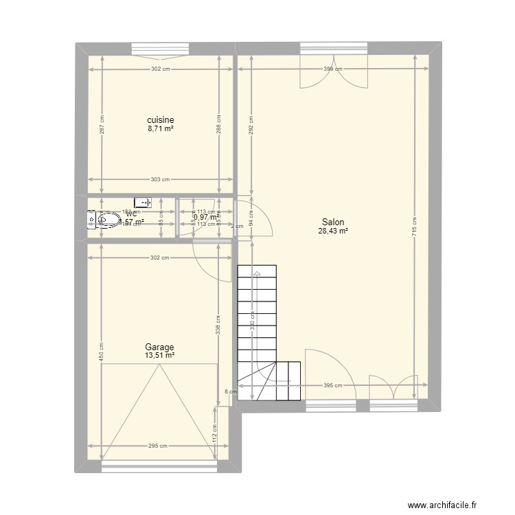 rdc eric. Plan de 5 pièces et 53 m2