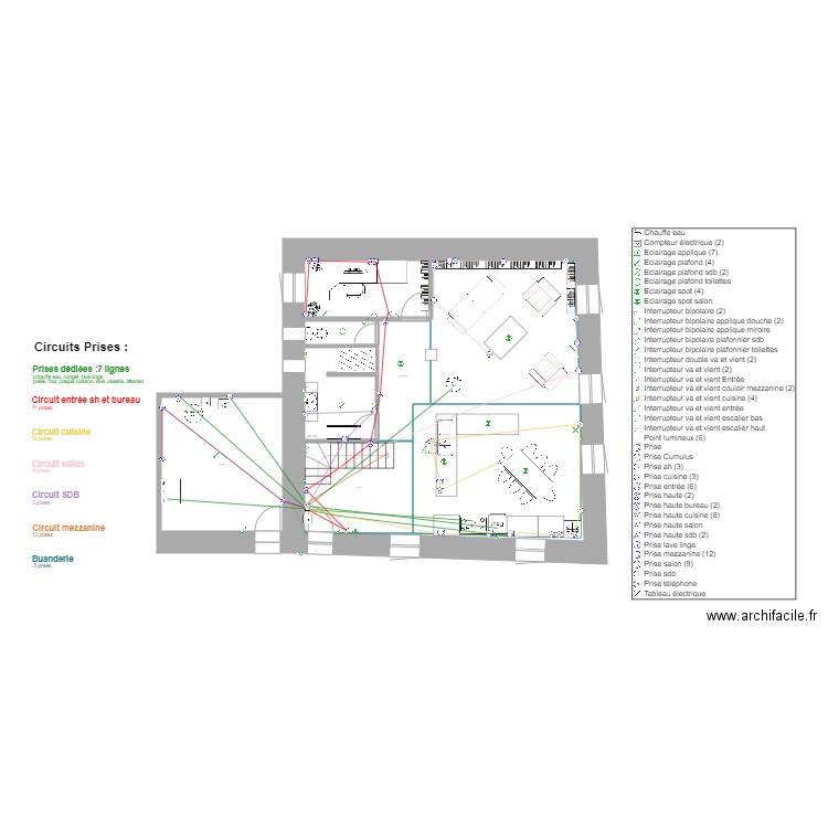 PLAN RDC 2eme VOLET éléctricité PRISES. Plan de 0 pièce et 0 m2