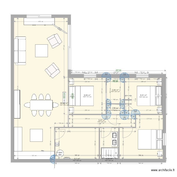 PLAN 2. Plan de 8 pièces et 95 m2