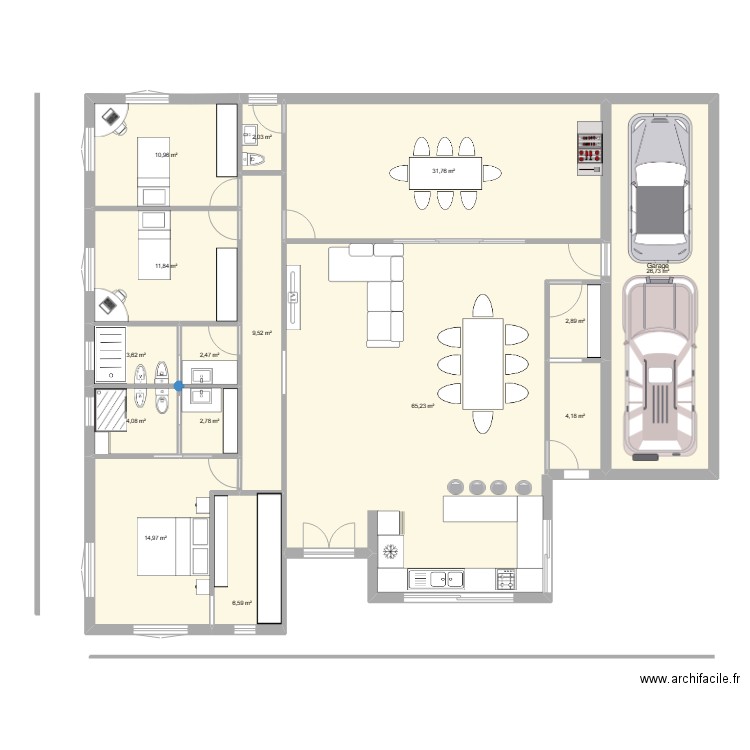 Diseño Gonza. Plan de 15 pièces et 200 m2