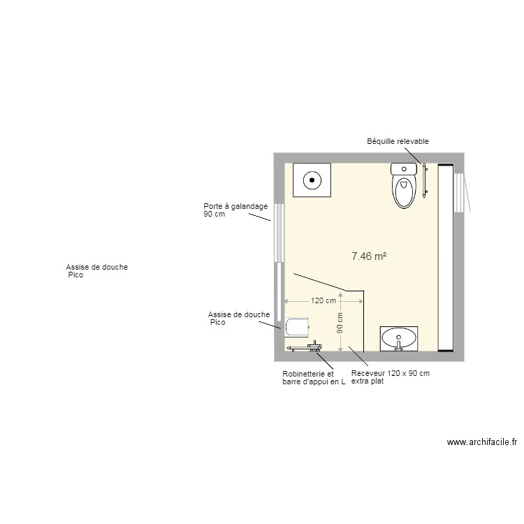 Salle de bain Simon projet. Plan de 0 pièce et 0 m2