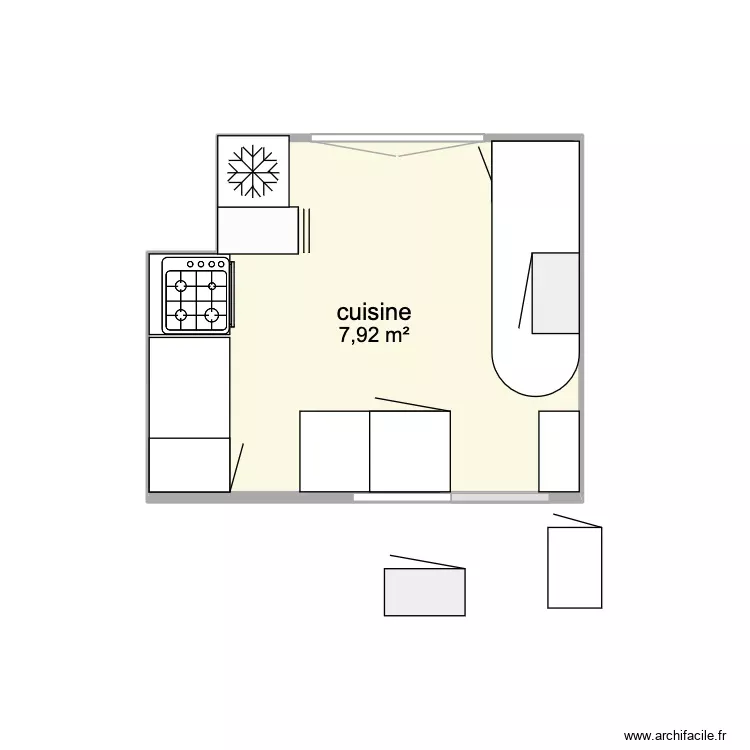 cuisine 2026- 1. Plan de 1 Pièce et 8 m²