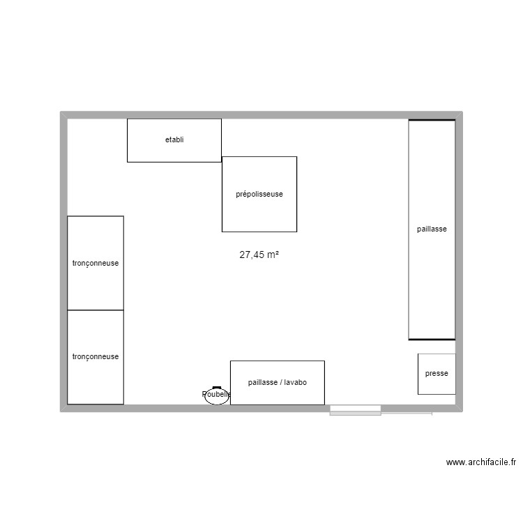 plan tronçonnage. Plan de 1 pièce et 27 m2