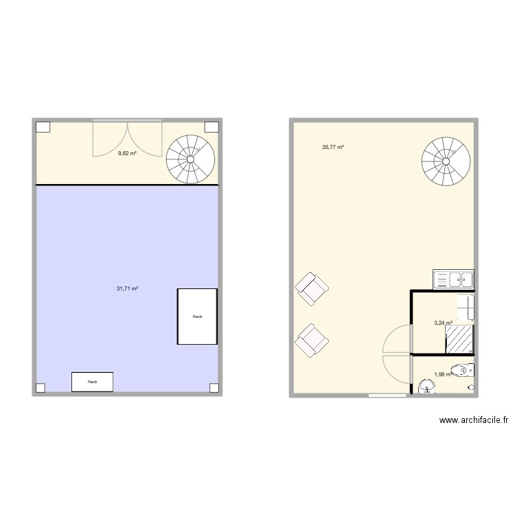 Nouvelle salle bis. Plan de 5 pièces et 82 m2