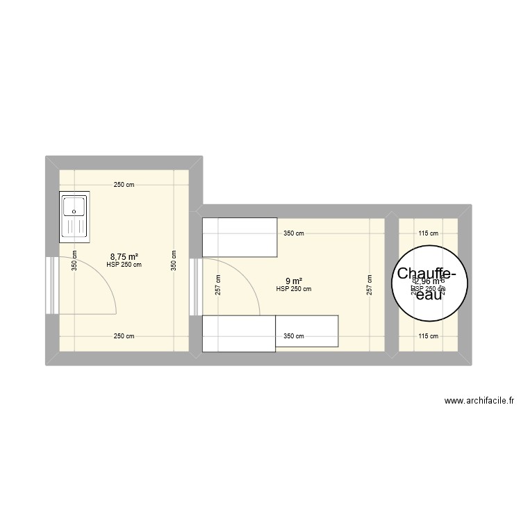 Labo transfo cave. Plan de 3 pièces et 21 m2