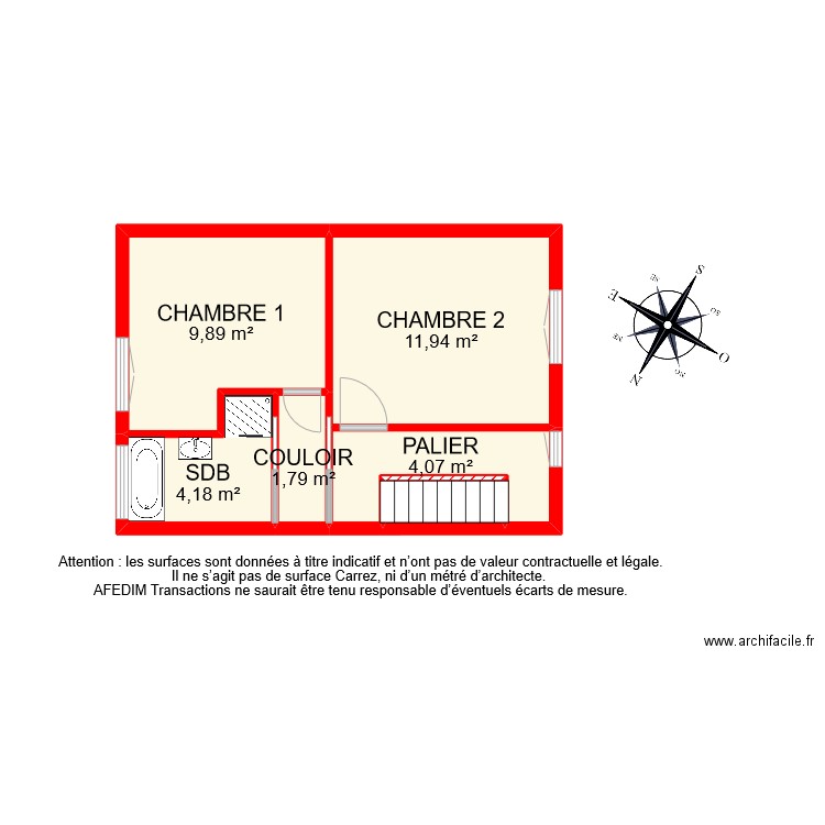 BI 9612 ETAGE 1. Plan de 18 pièces et 106 m2