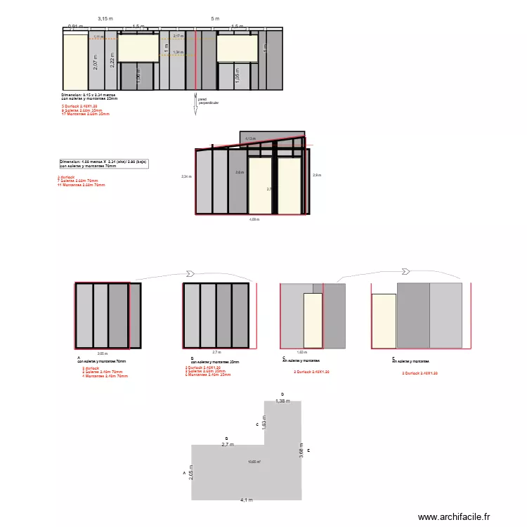 durlock salon. Plan de 