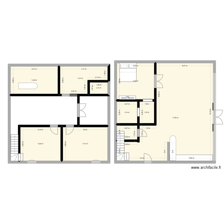 salon. Plan de 9 pièces et 165 m2