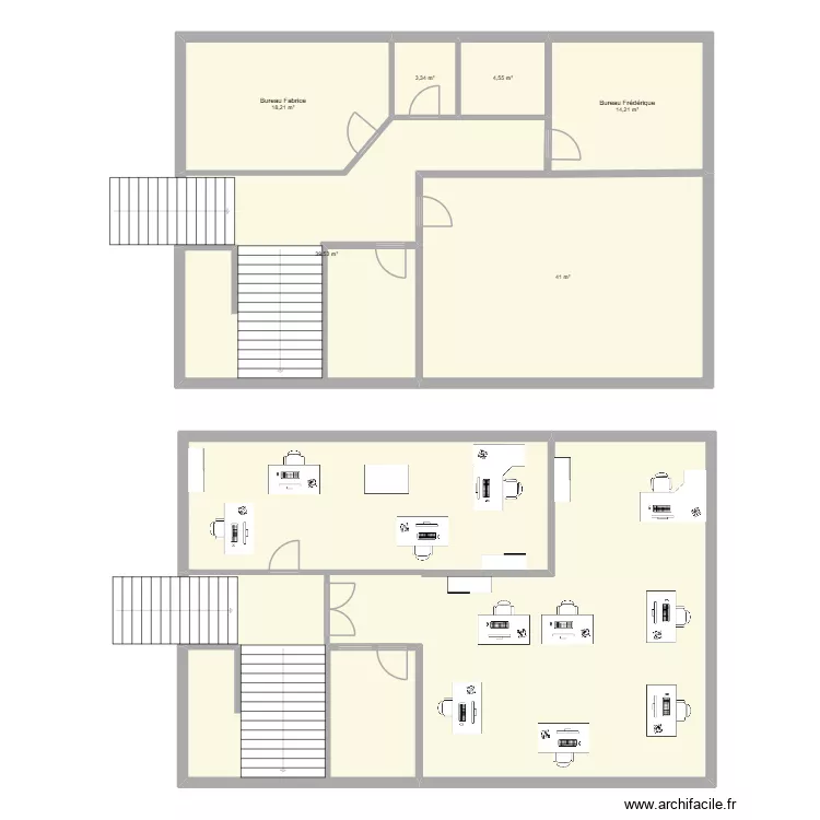 Travaux Bureaux &eacute;tage. Plan de 7 pièces et 243 m²