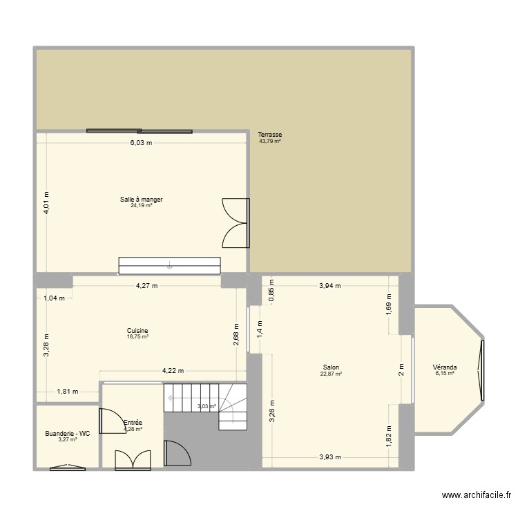 Saint Maurice rdc. Plan de 15 pièces et 131 m2