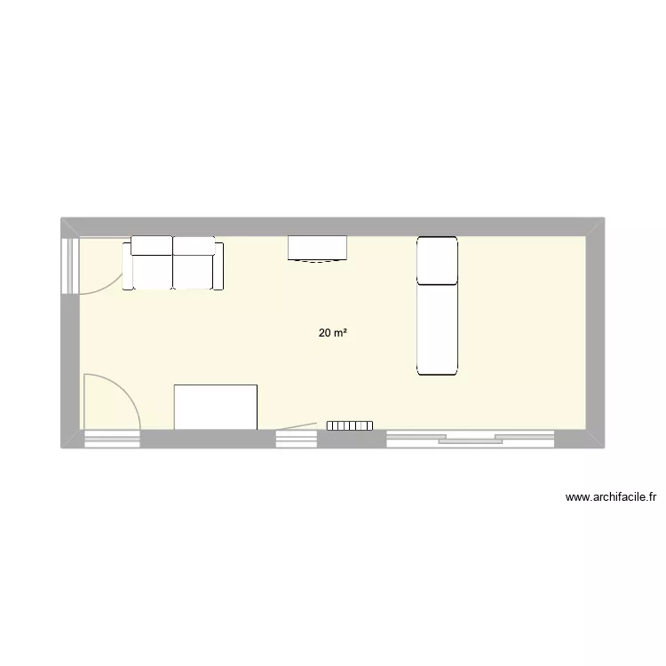 bureau. Plan de 1  et 20 m²