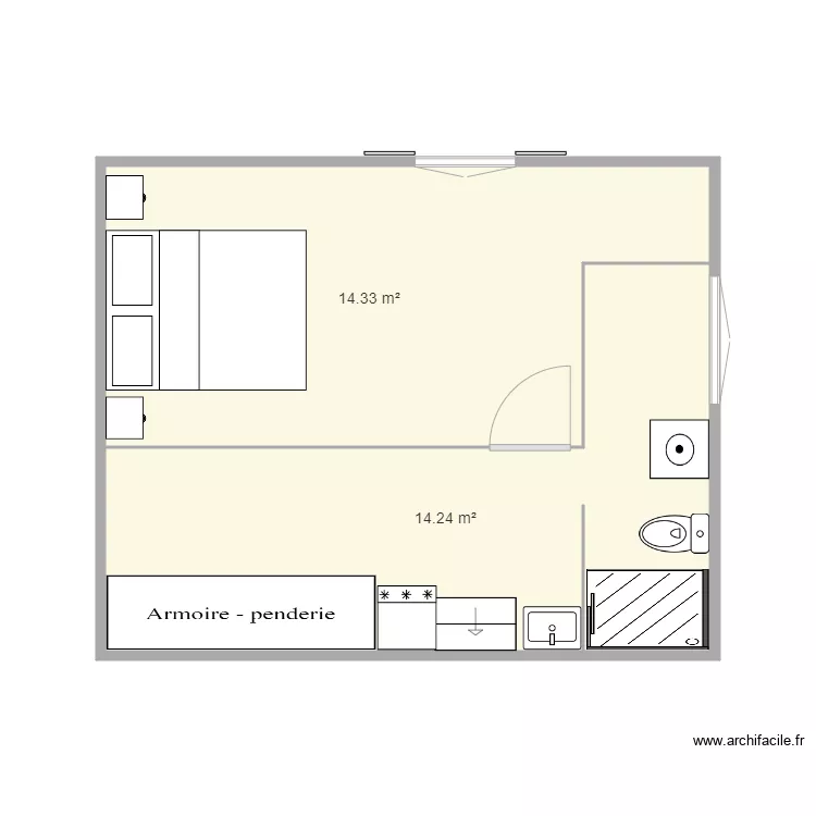 cr&eacute;ation chambre 3. Plan de 