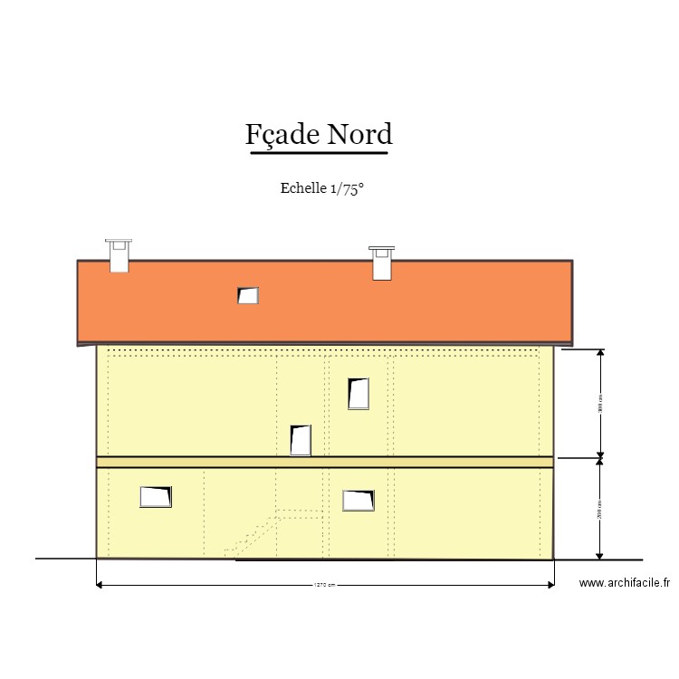 Façade Nord . Plan de 0 pièce et 0 m2